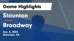 Staunton  vs Broadway  Game Highlights - Jan. 5, 2024