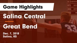 Salina Central  vs Great Bend  Game Highlights - Dec. 7, 2018