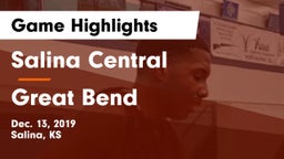 Salina Central  vs Great Bend Game Highlights - Dec. 13, 2019