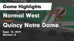 Normal West  vs Quincy Notre Dame Game Highlights - Sept. 14, 2019