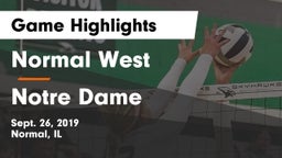 Normal West  vs Notre Dame  Game Highlights - Sept. 26, 2019