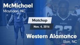 Matchup: McMichael vs. Western Alamance  2016