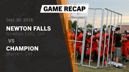 Recap: Newton Falls  vs. Champion  2016