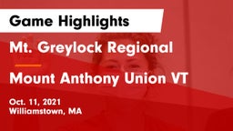 Mt. Greylock Regional  vs Mount Anthony Union VT Game Highlights - Oct. 11, 2021