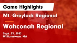 Mt. Greylock Regional  vs Wahconah Regional  Game Highlights - Sept. 23, 2022