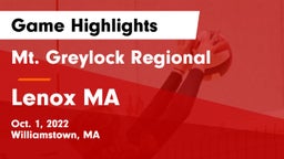 Mt. Greylock Regional  vs Lenox  MA Game Highlights - Oct. 1, 2022