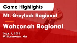 Mt. Greylock Regional  vs Wahconah Regional  Game Highlights - Sept. 4, 2023