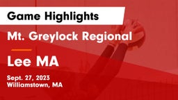 Mt. Greylock Regional  vs Lee MA Game Highlights - Sept. 27, 2023