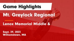 Mt. Greylock Regional  vs Lenox Memorial Middle &  Game Highlights - Sept. 29, 2023