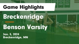 Breckenridge  vs Benson Varsity  Game Highlights - Jan. 5, 2024