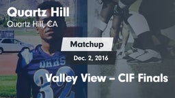 Matchup: Quartz Hill vs. Valley View  -- CIF Finals 2016