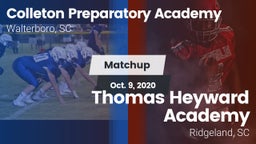 Matchup: CPAHS vs. Thomas Heyward Academy  2020