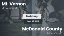 Matchup: Mt. Vernon High vs. McDonald County  2016