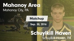 Matchup: Mahanoy Area vs. Schuylkill Haven  2016