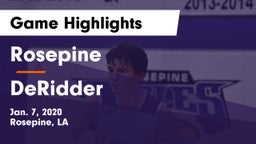Rosepine  vs DeRidder  Game Highlights - Jan. 7, 2020