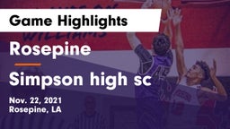Rosepine  vs Simpson high sc Game Highlights - Nov. 22, 2021