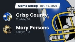 Recap: Crisp County  vs. Mary Persons  2020