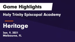 Holy Trinity Episcopal Academy vs Heritage  Game Highlights - Jan. 9, 2021