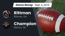 Recap: Rittman  vs. Champion  2019