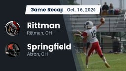 Recap: Rittman  vs. Springfield  2020