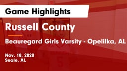 Russell County  vs Beauregard   Girls Varsity - Opelilka, AL Game Highlights - Nov. 18, 2020