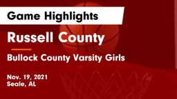 Russell County  vs Bullock County Varsity Girls Game Highlights - Nov. 19, 2021