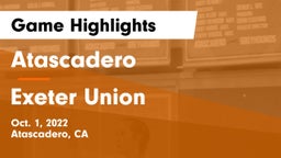 Atascadero  vs Exeter Union  Game Highlights - Oct. 1, 2022