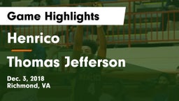 Henrico  vs Thomas Jefferson  Game Highlights - Dec. 3, 2018