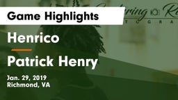 Henrico  vs Patrick Henry  Game Highlights - Jan. 29, 2019