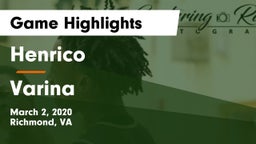 Henrico  vs Varina  Game Highlights - March 2, 2020