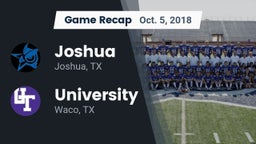 Recap: Joshua  vs. University  2018