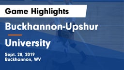 Buckhannon-Upshur  vs University  Game Highlights - Sept. 28, 2019