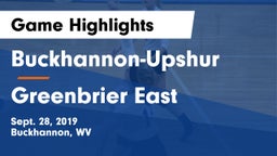 Buckhannon-Upshur  vs Greenbrier East Game Highlights - Sept. 28, 2019