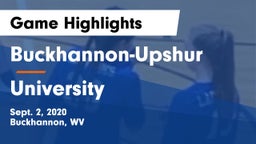 Buckhannon-Upshur  vs University Game Highlights - Sept. 2, 2020