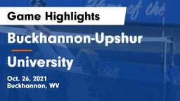 Buckhannon-Upshur  vs University  Game Highlights - Oct. 26, 2021