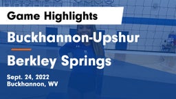 Buckhannon-Upshur  vs Berkley Springs Game Highlights - Sept. 24, 2022