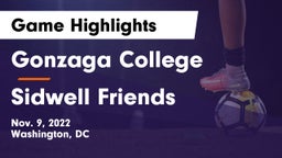 Gonzaga College  vs Sidwell Friends  Game Highlights - Nov. 9, 2022