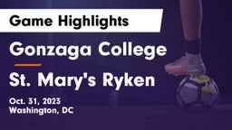 Gonzaga College  vs St. Mary's Ryken  Game Highlights - Oct. 31, 2023