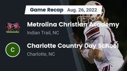 Recap: Metrolina Christian Academy  vs. Charlotte Country Day School 2022