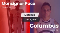 Matchup: Monsignor Pace vs. Columbus  2019