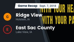 Recap: Ridge View  vs. East Sac County  2018