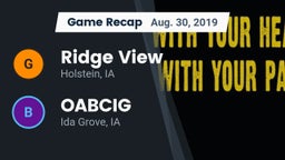 Recap: Ridge View  vs. OABCIG  2019