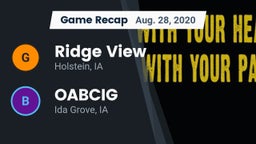 Recap: Ridge View  vs. OABCIG  2020