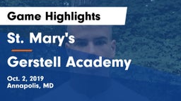 St. Mary's  vs Gerstell Academy Game Highlights - Oct. 2, 2019