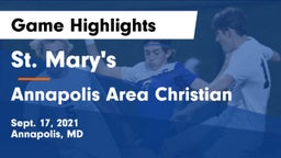 St. Mary's  vs Annapolis Area Christian  Game Highlights - Sept. 17, 2021