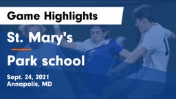 St. Mary's  vs Park school Game Highlights - Sept. 24, 2021