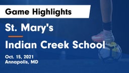 St. Mary's  vs Indian Creek School Game Highlights - Oct. 15, 2021