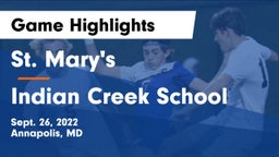 St. Mary's  vs Indian Creek School Game Highlights - Sept. 26, 2022