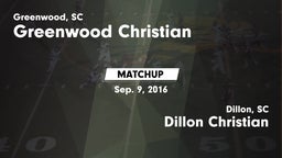 Matchup: Greenwood Christian vs. Dillon Christian  2016