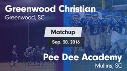 Matchup: Greenwood Christian vs. *** Dee Academy  2016